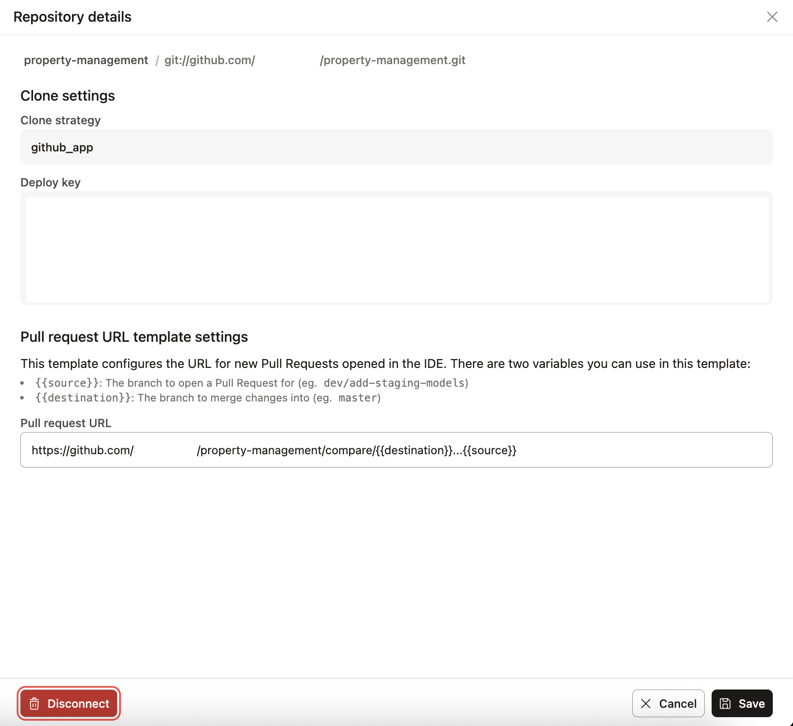 Disconnect and reconnect your Git repository in your dbt Account settings page. Disconnect and reconnect your Git repository in your dbt Account settings page.